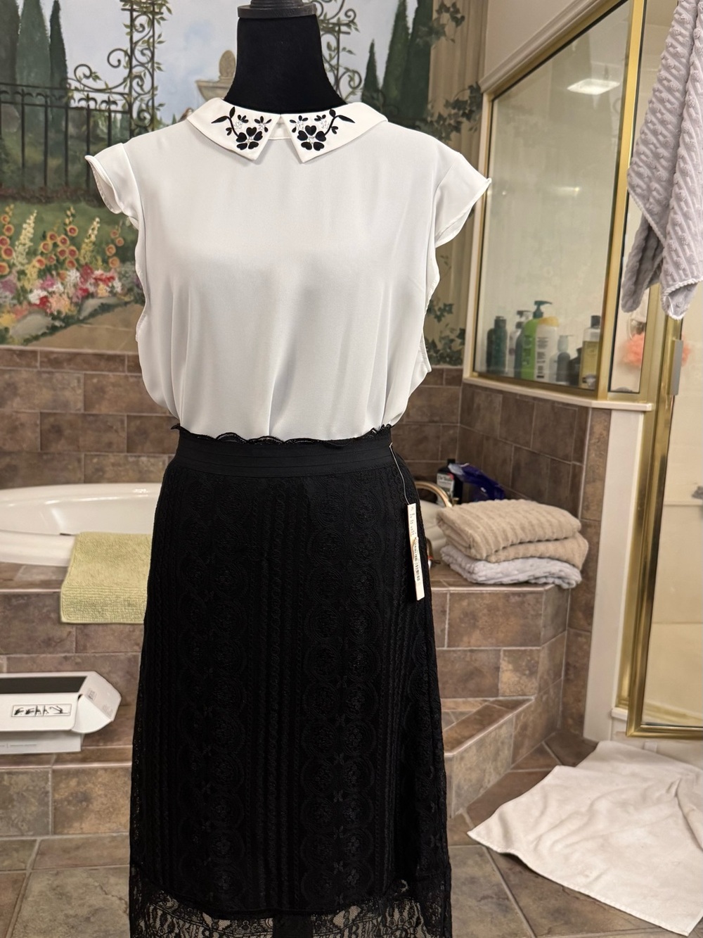 Antonio Melani black lace midi skirt fully lined. DOES NOT INCLUDE BLOUSE